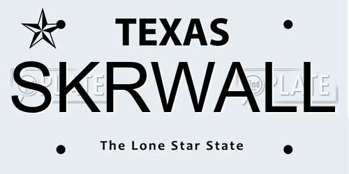SKRWALL Texas License Plate