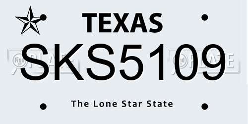 SKS5109 Texas License Plate