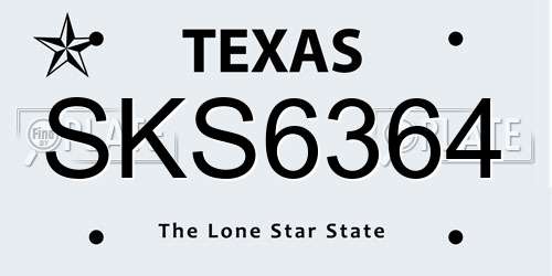 SKS6364 Texas License Plate