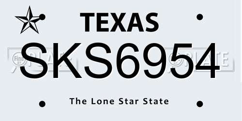 SKS6954 Texas License Plate