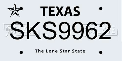 SKS9962 Texas License Plate