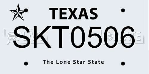 SKT0506 Texas License Plate