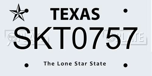 SKT0757 Texas License Plate