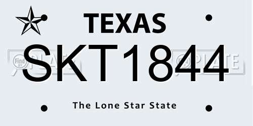SKT1844 Texas License Plate