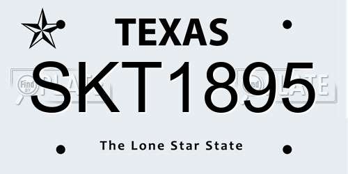 SKT1895 Texas License Plate