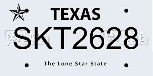 SKT2628 Texas License Plate