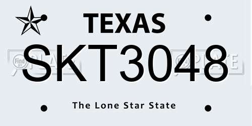 SKT3048 Texas License Plate
