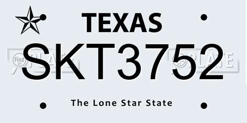 SKT3752 Texas License Plate