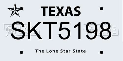 SKT5198 Texas License Plate