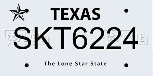 SKT6224 Texas License Plate