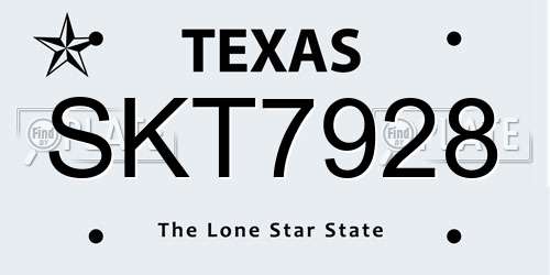 SKT7928 Texas License Plate