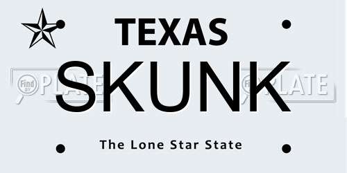 SKUNK Texas License Plate