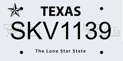 SKV1139 Texas License Plate