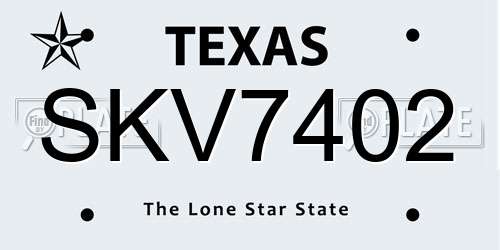 SKV7402 Texas License Plate