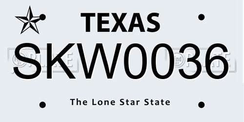 SKW0036 Texas License Plate