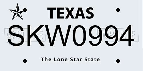 SKW0994 Texas License Plate