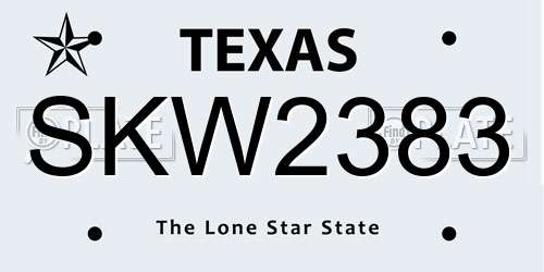 SKW2383 Texas License Plate