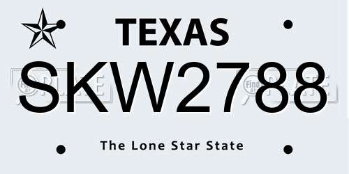 SKW2788 Texas License Plate