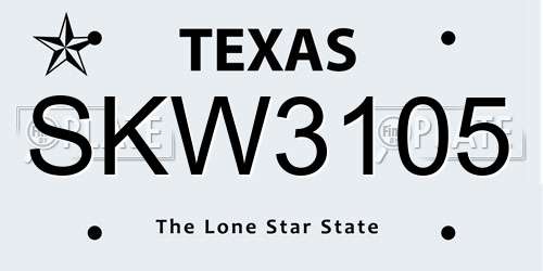 SKW3105 Texas License Plate