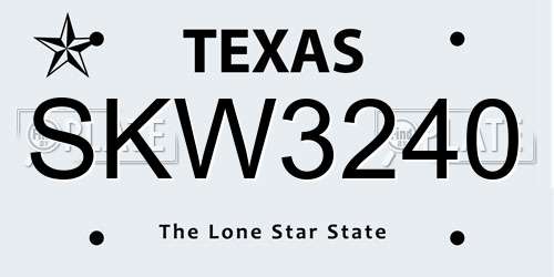 SKW3240 Texas License Plate
