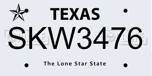 SKW3476 Texas License Plate