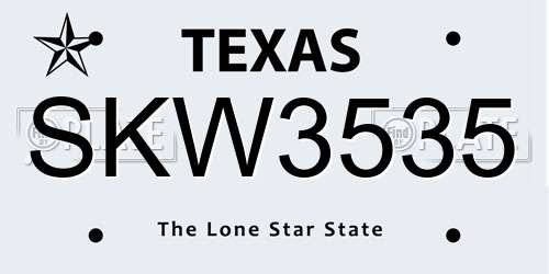 SKW3535 Texas License Plate