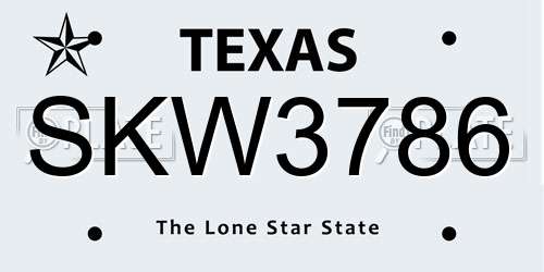 SKW3786 Texas License Plate
