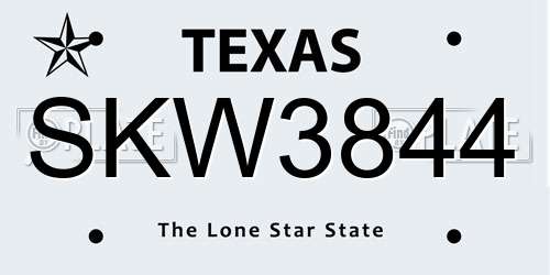 SKW3844 Texas License Plate