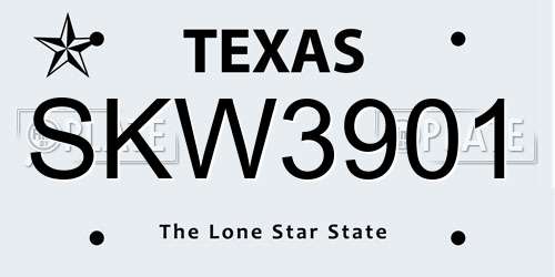 SKW3901 Texas License Plate