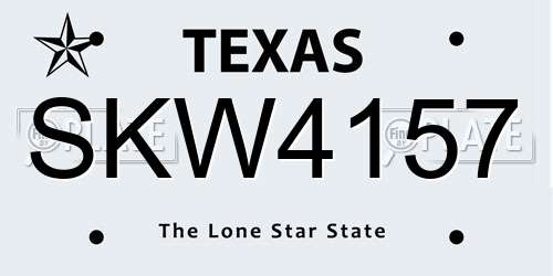 SKW4157 Texas License Plate
