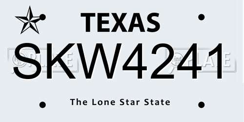 SKW4241 Texas License Plate