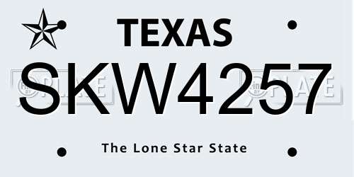 SKW4257 Texas License Plate
