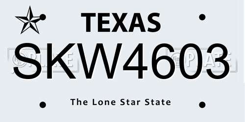 SKW4603 Texas License Plate