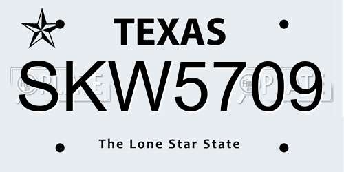 SKW5709 Texas License Plate