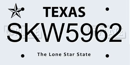 SKW5962 Texas License Plate