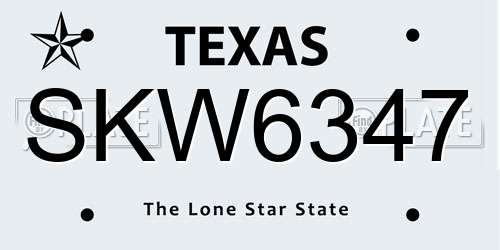 SKW6347 Texas License Plate