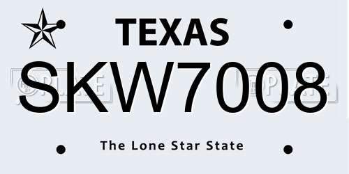 SKW7008 Texas License Plate