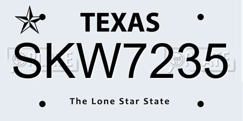 SKW7235 Texas License Plate