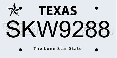 SKW9288 Texas License Plate