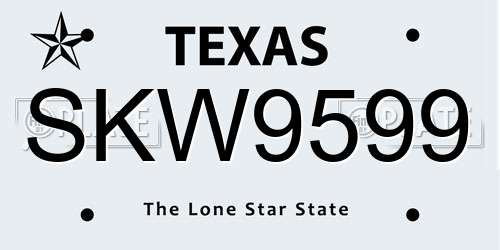 SKW9599 Texas License Plate