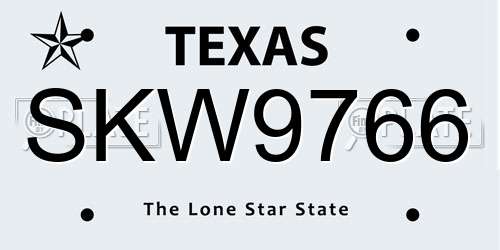 SKW9766 Texas License Plate