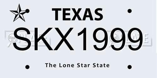 SKX1999 Texas License Plate