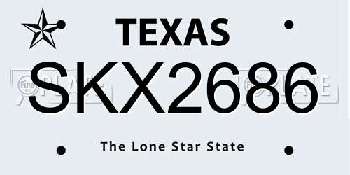 SKX2686 Texas License Plate