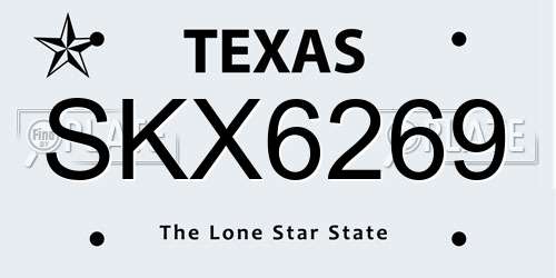 SKX6269 Texas License Plate