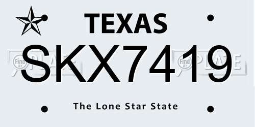 SKX7419 Texas License Plate