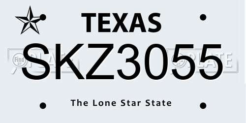 SKZ3055 Texas License Plate