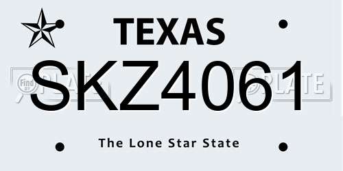 SKZ4061 Texas License Plate