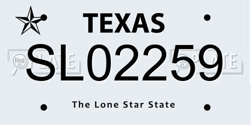 SL02259 Texas License Plate
