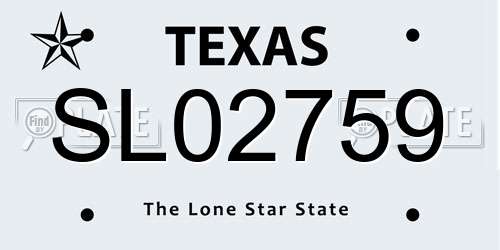 SL02759 Texas License Plate