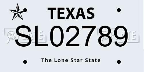 SL02789 Texas License Plate